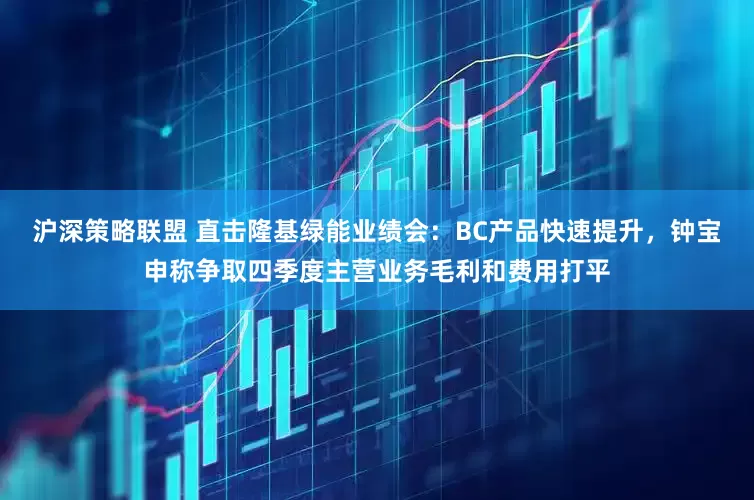 沪深策略联盟 直击隆基绿能业绩会：BC产品快速提升，钟宝申称争取四季度主营业务毛利和费用打平